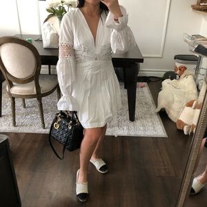 White free people crochet cut out dress